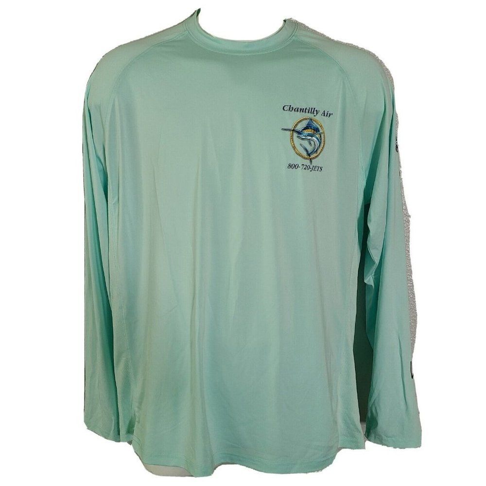 Huk Performance Fishing mens stretchy shirt long sleeve Marlin Mint Size L